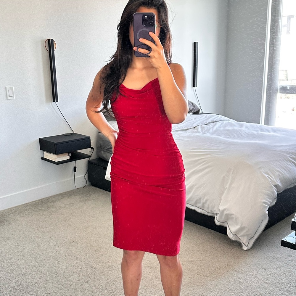 Laundry By Shelli Segal Vibrant Red Midi Dress